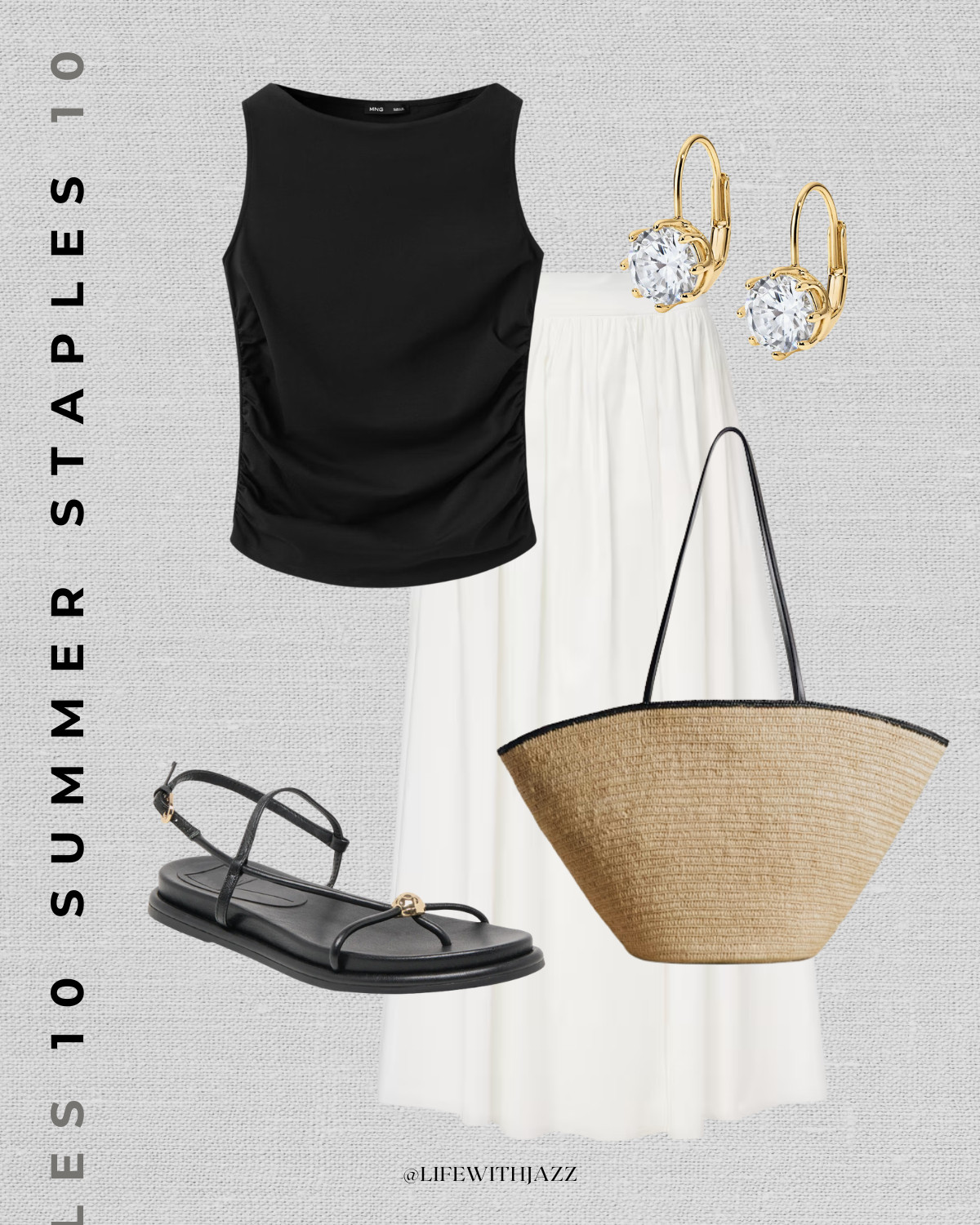 elevated summer outfit 

black tank / white maxi skirt / strappy sandals / sezane straw tote / elevated outfit / dressy outfit

#LTKootd