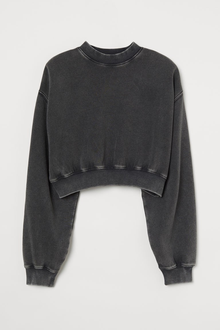 H & M - Cropped Sweatshirt - Black | H&M (US + CA)