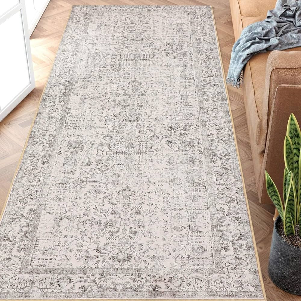 Grey Runner Rug 2x6 Indoor Vintage Area Rug Hallway Kitchen Bedroom Rug Washable Living Room Carp... | Amazon (US)