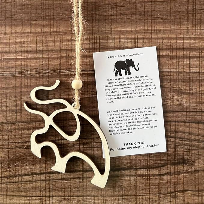 Friendship Elephant Ornament, Wooden Elephant Christmas Ornament with Story, Sisterhood Elephant ... | Amazon (US)