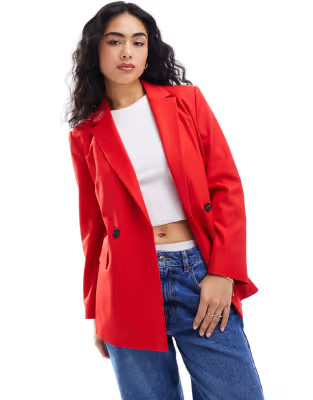 Stradivarius - Blazer oversize ajusté - Rouge | ASOS (Global)