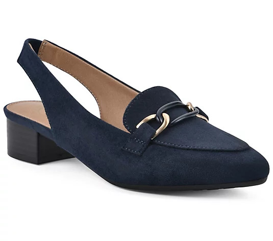 White Mountain Slingback Heeled Loafer - Boreal - QVC.com | QVC