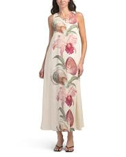 Linen Blend Sleeveless Shell Print Maxi Dress | TJ Maxx