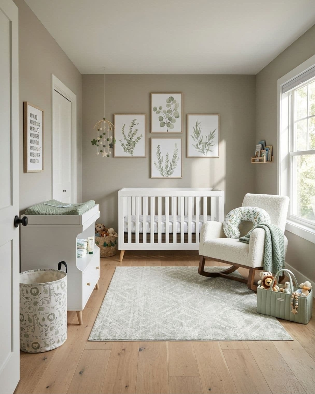 Soft Sage Green Gender-Neutral Nursery Design With Botanical Accents

#nurserydesign #sagegreennursery #genderneutralnursery #babynursery #nurseryideas

The mood board features furniture & decor from Amazon. The mockup is an approximation of how this mood board design could look in a home.

#LTKHome