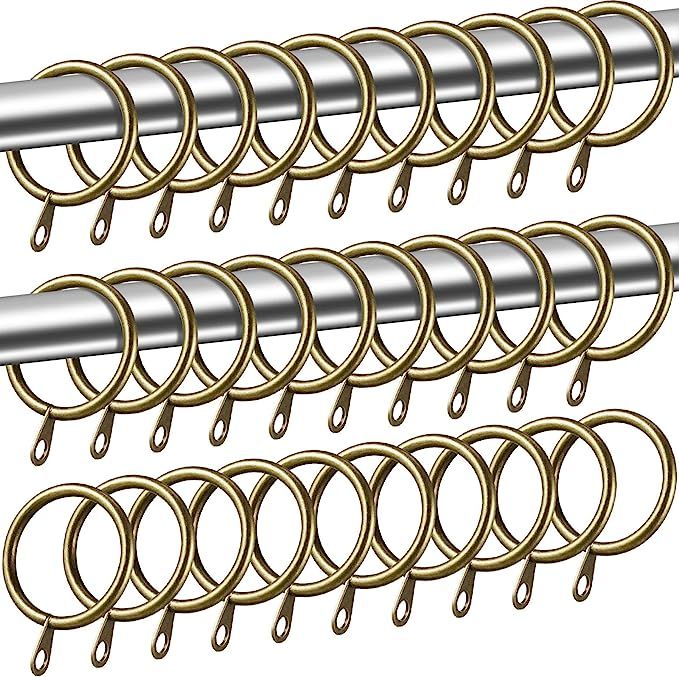 Shappy 40 Packs Metal Drapery Curtain Rings Hanging Rings for Curtains and Rods, Drape Sliding Ey... | Amazon (US)