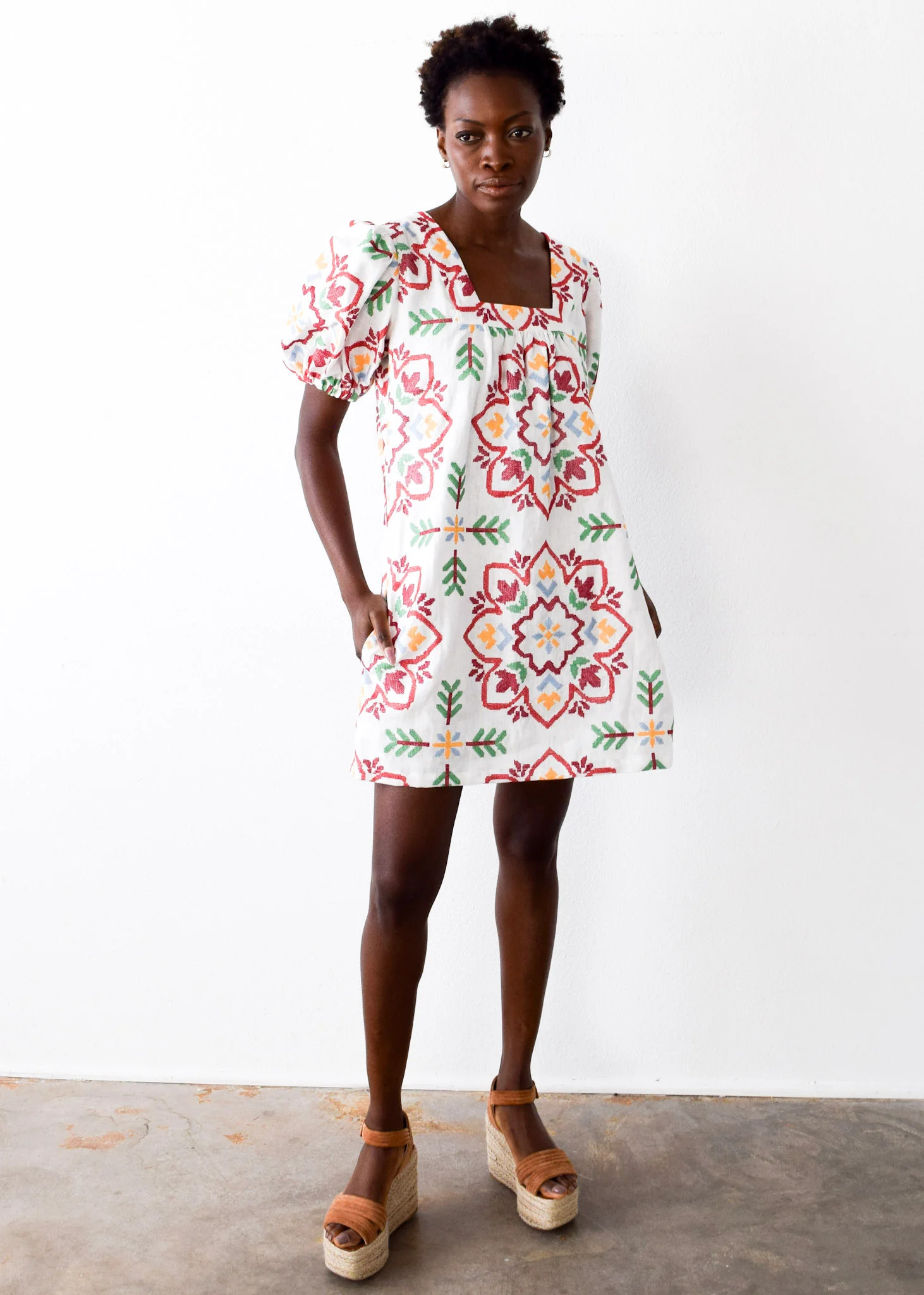 Never A Wallflower | Square Neck Short Dress Fiesta Medallion | Never A Wallflower