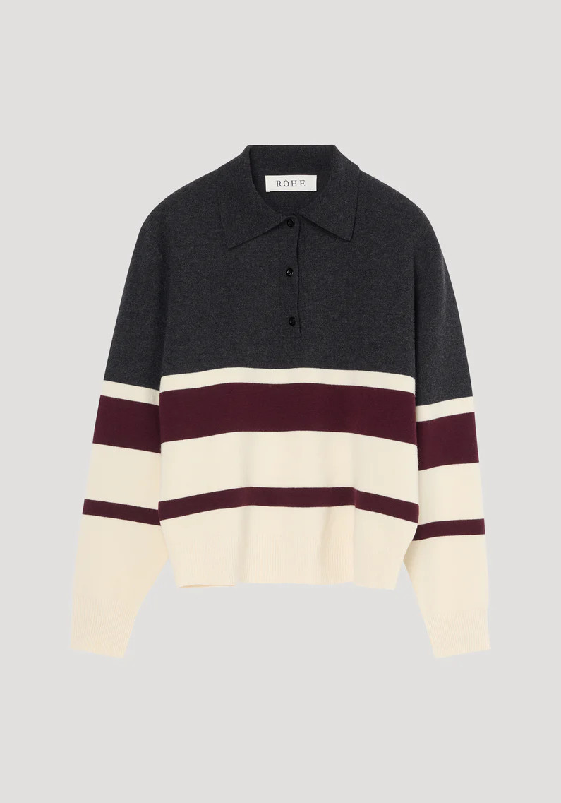 compact knitted striped polo | stripe | Rohe