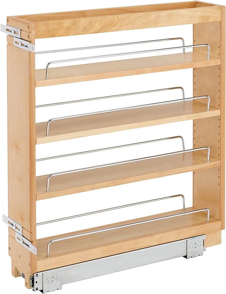 Rev-A-Shelf 448-BC-5C 5 Inch Pull Out Kitchen Cabinet Storage Organizer Spice Rack w/3 Adjustable... | Amazon (US)