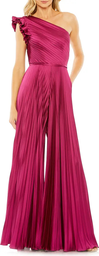 One Shoulder Pleat Wide Leg Jumpsuit | Nordstrom