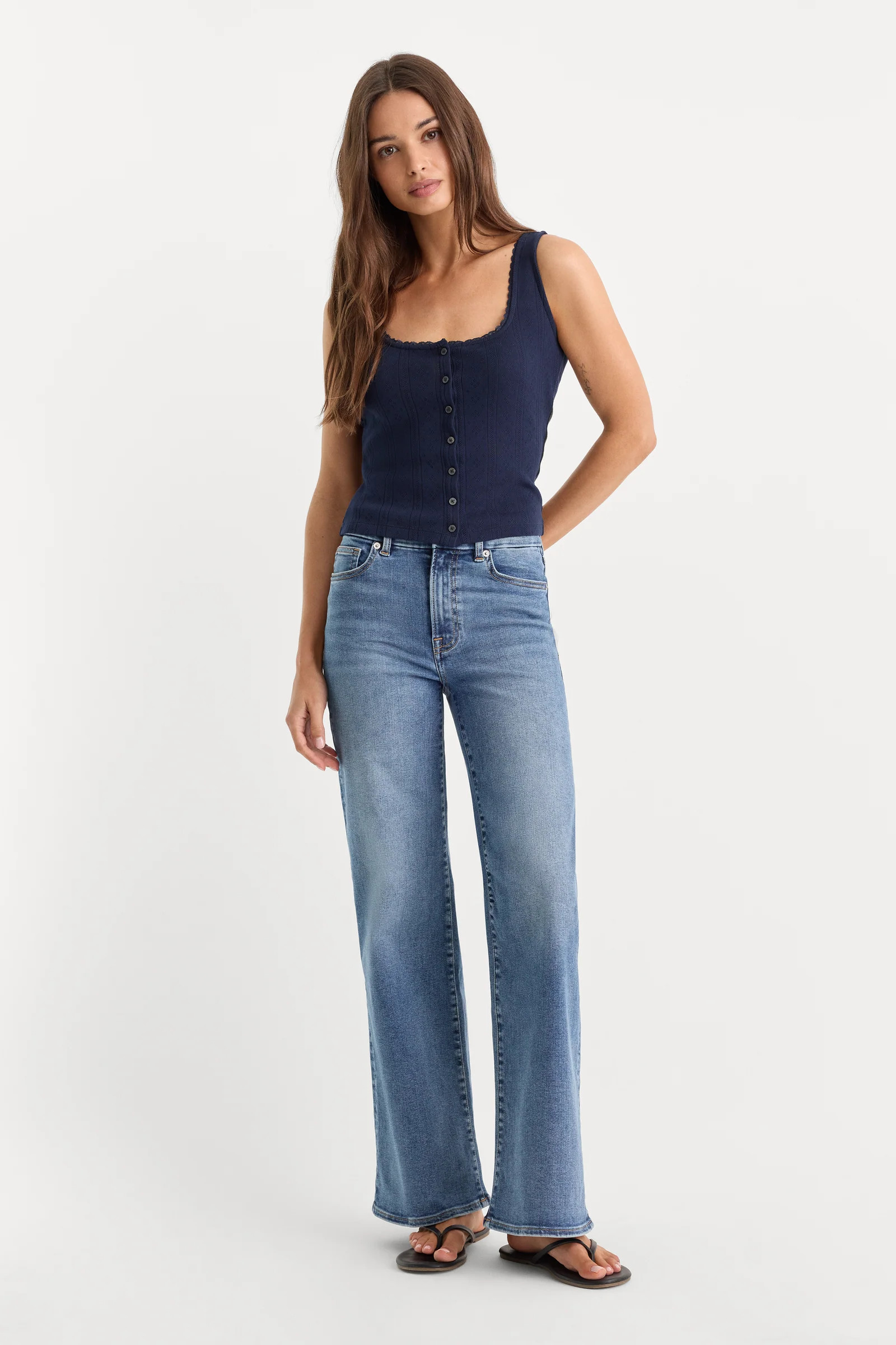 ALWAYS FITS SLIM PALAZZO JEANS | TAWNY | Good American