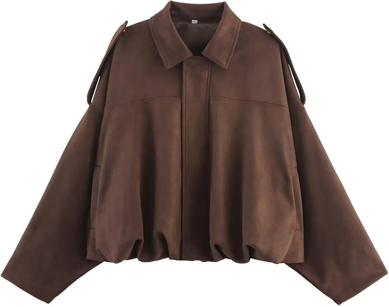 Women's Cropped Bomber Jackets Zip Up Long Sleeves Oversized Coat with Pocket Outwear | Amazon (US)