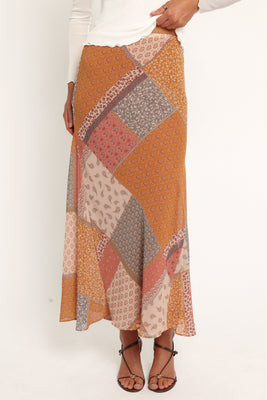 Debby Maxi Skirt - Pink Scarf Print | Petal & Pup (US)