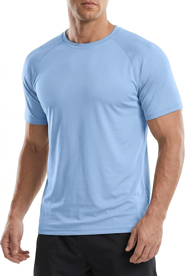 PINSPARK Workout Shirts for Men UPF 50+ Quick Dry Athletic Gym Tee Shirts Mens Short Sleeve Runni... | Amazon (US)