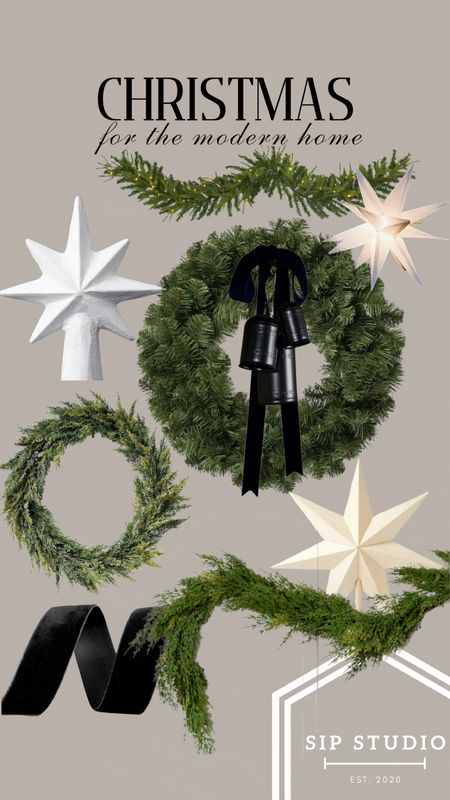 Christmas wreaths, greenery and tree toppers 🖤

#LTKSeasonal #LTKhome #LTKHoliday
