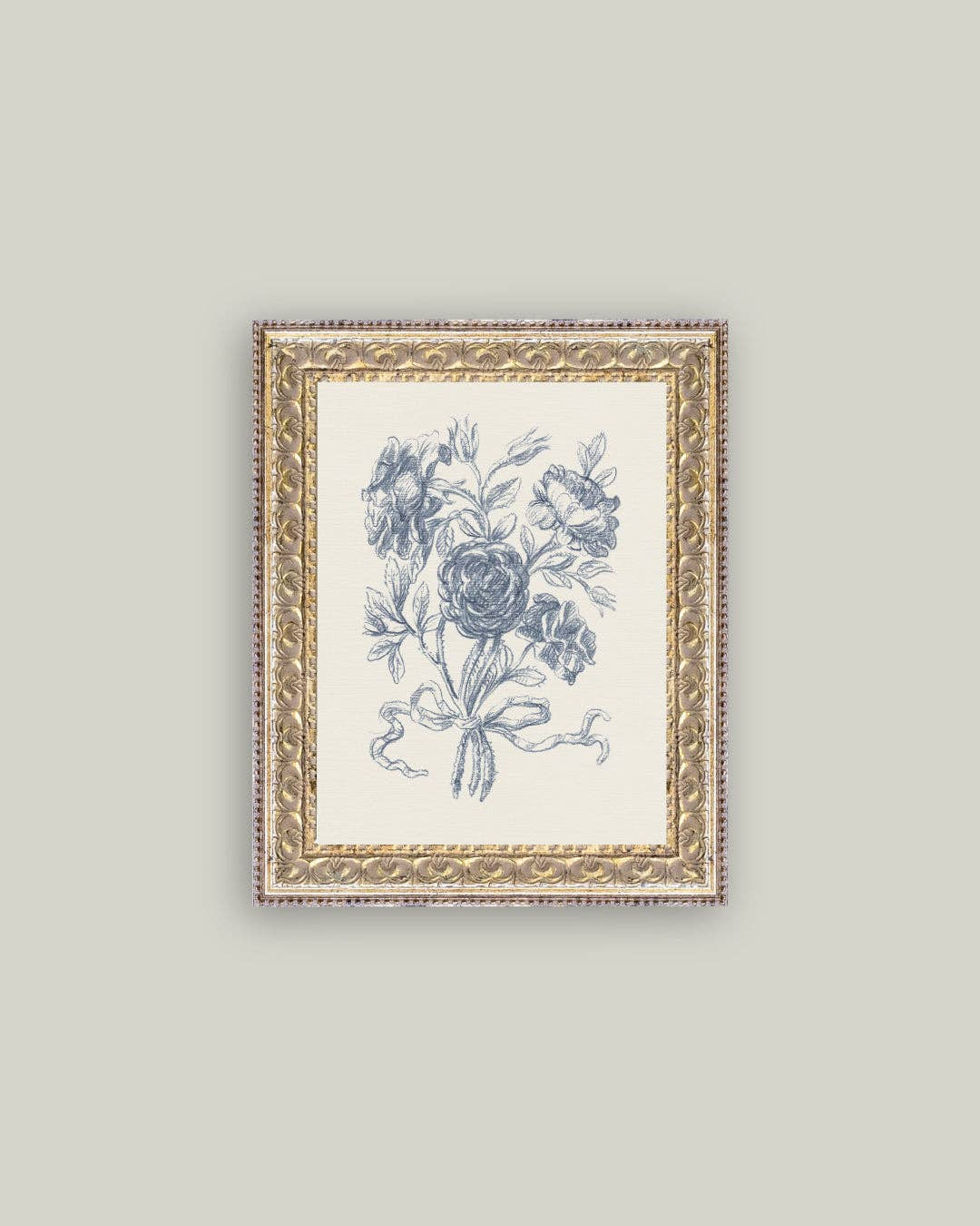 Blue Flower Sketch Framed Antique Art | Eco Chic Home