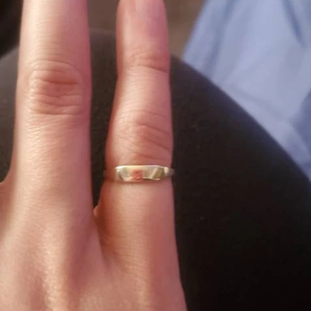 14k Tiny Signet Ring, Solid Gold Personalized Pinky Band, Thin Engraved Stacking Ring, Women Slim... | Etsy (US)