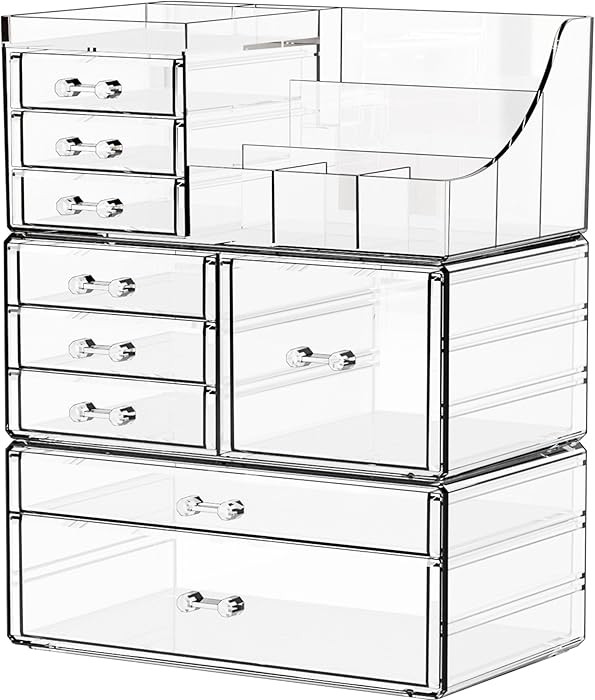Yieach 3 Pack Clear Makeup Organizer Countertop for Dresser,Vanity and Bathroom Counter Organizer... | Amazon (US)