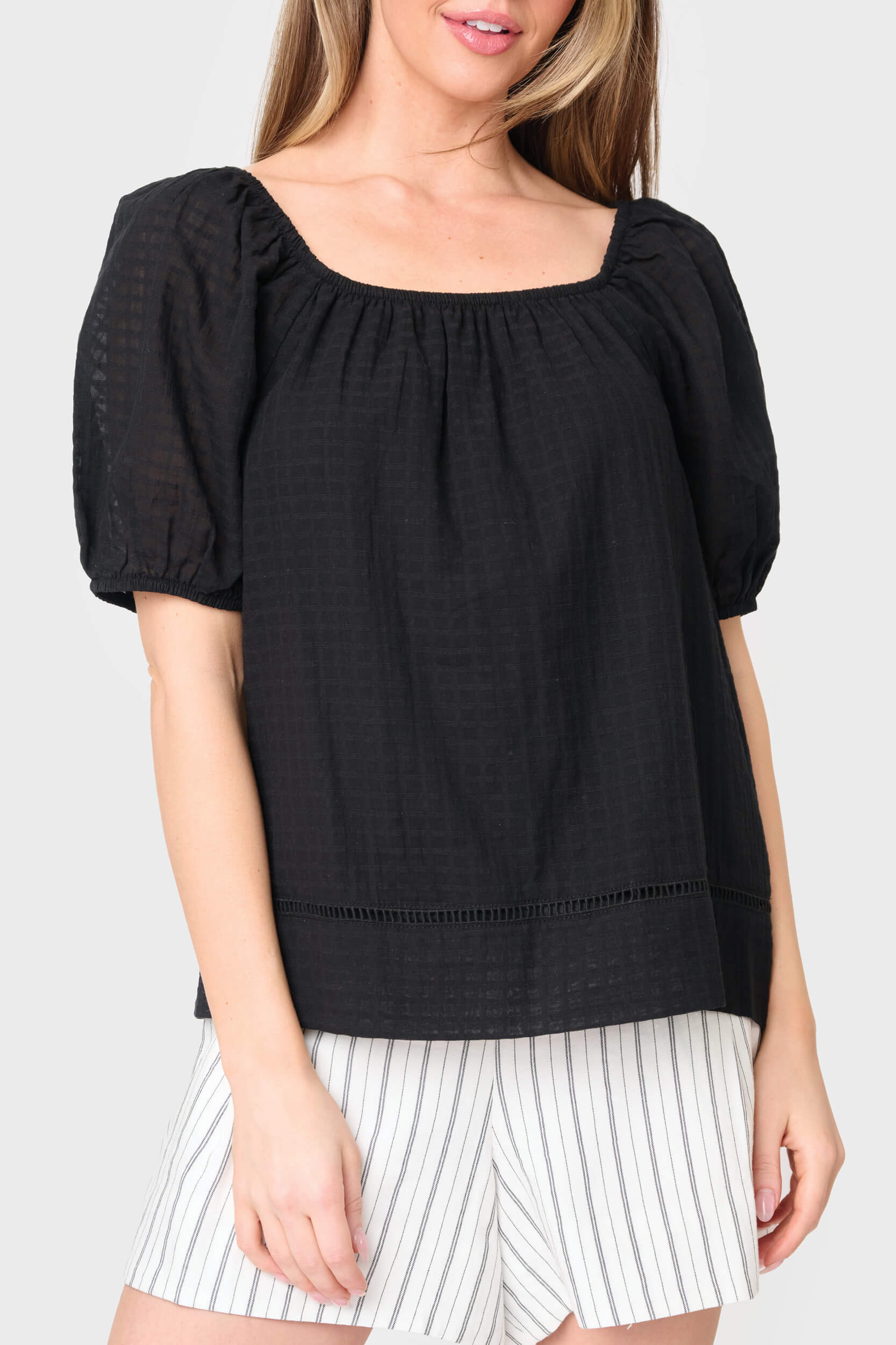 Gauze Off Shoulder Blouson Top | Gibson