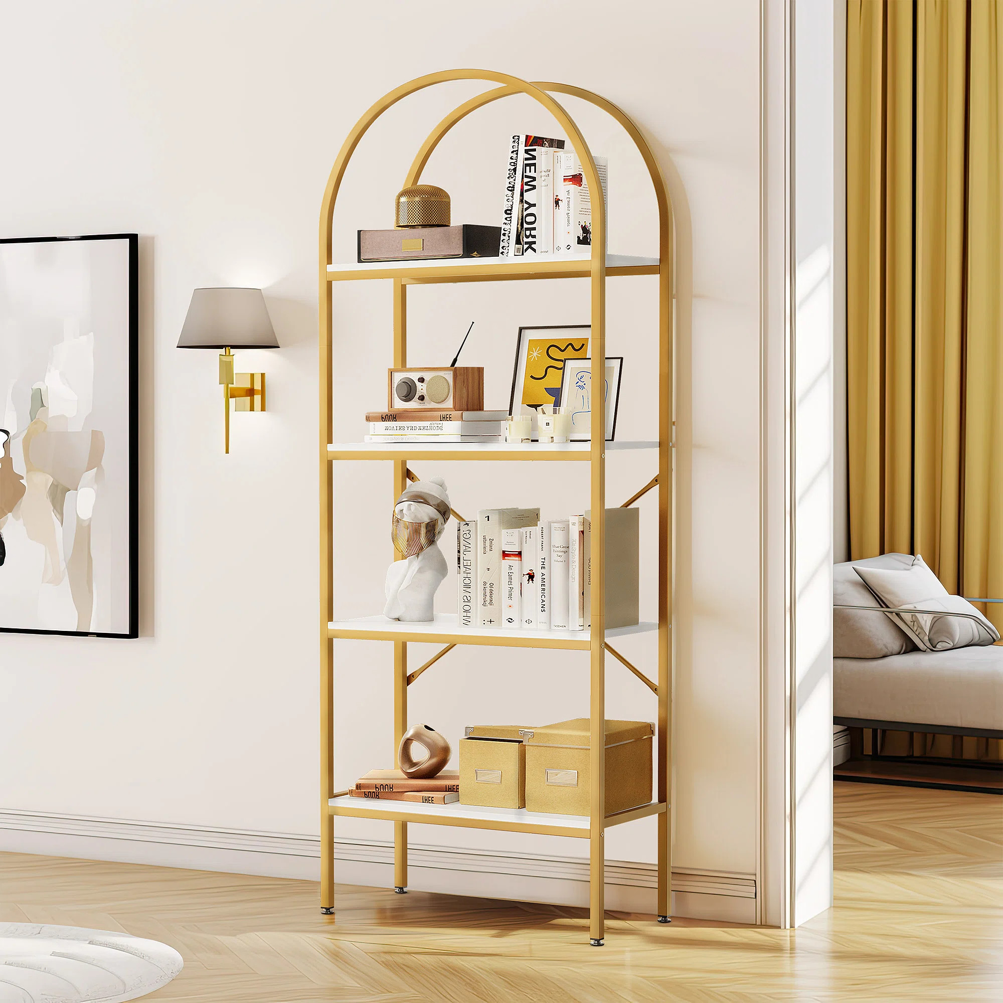 Willa Arlo™ Interiors Easley Modern Gold Arched Etagere Bookcase & Reviews | Wayfair | Wayfair North America