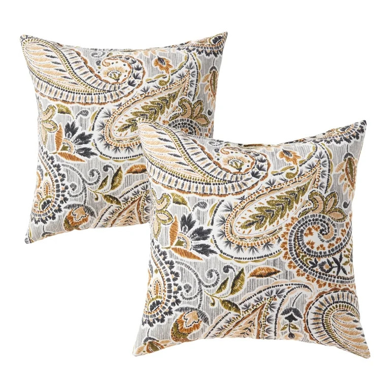 Greendale Home Fashions 17'' x 17'' Reversible Outdoor Throw Pillow, Set of 2, Arctic Paisley | Walmart (US)