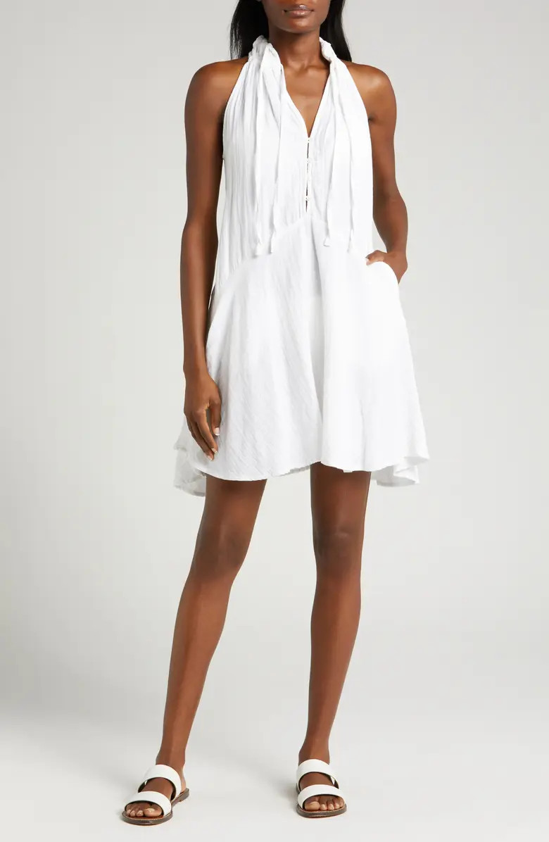 Button Front Cotton Cover-Up Minidress | Nordstrom