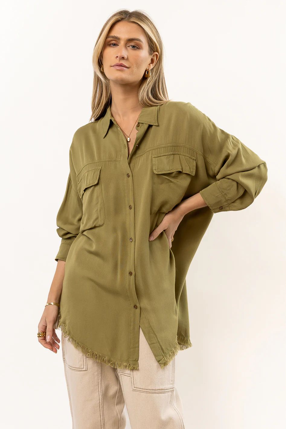 Marc Button Down in Olive - FINAL SALE | Bohme