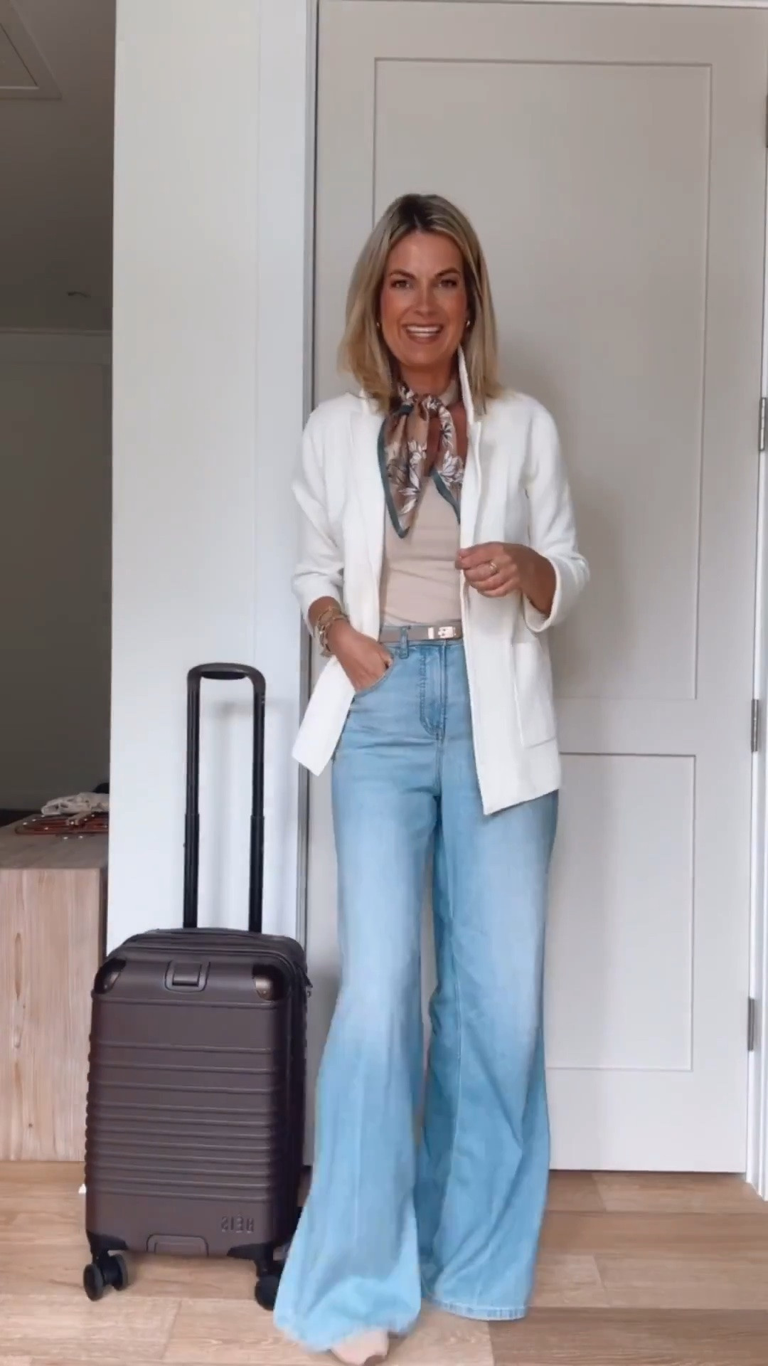 Airport style! Wearing small tall jeans.  Use my new customer discount code RACHELXSPANX for a discount. Small top.  Shoes true to size. Travel outfit.

#LTKTravel #LTKActive #LTKOver40