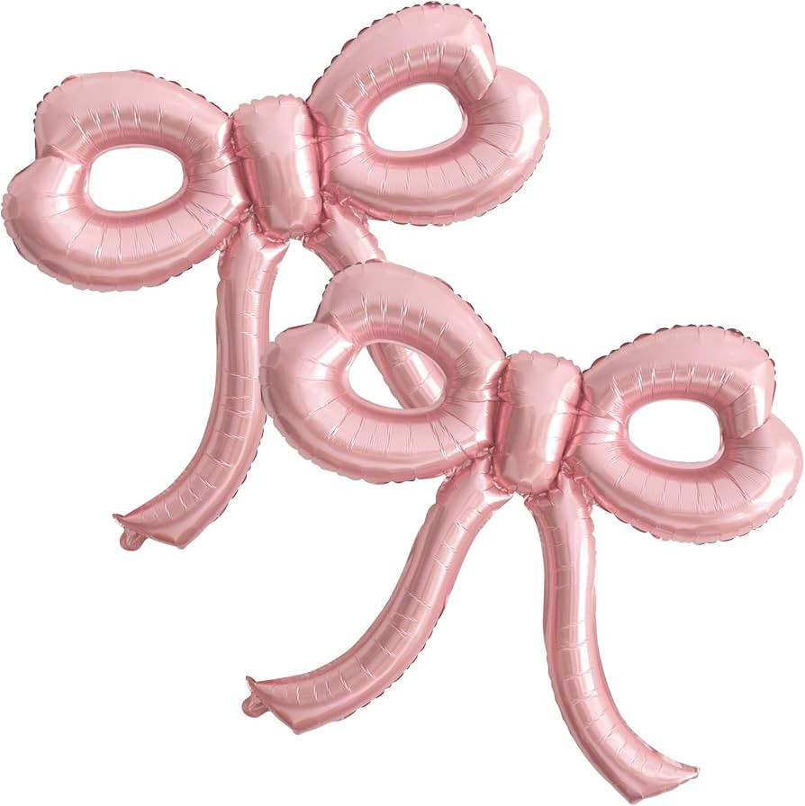 2 Pcs Pink Bow Balloons Bow Party Decorations for Girl Women Pink Bow Birthday Decorations Giant ... | Amazon (US)