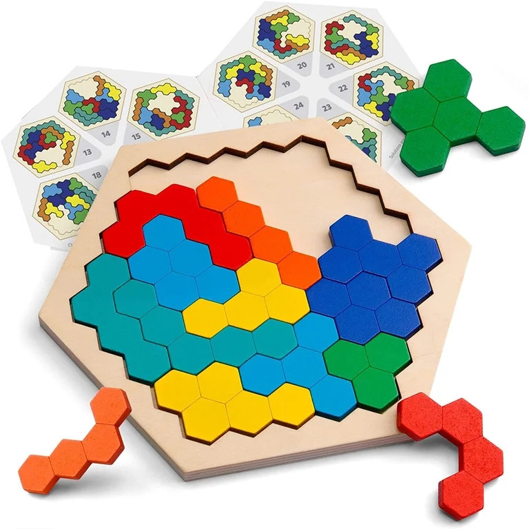 Up to 65% off! Puzzles for Kids Wooden Hexagonal Puzzle for Kid Adults Shape Pattern Block Tangra... | Walmart (US)