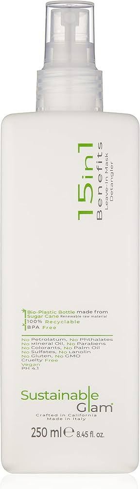Sustainable Glam 15in1 Benefits Leave-In Hair Mask Detangler Spray Conditioner with Argan, Coconu... | Amazon (US)