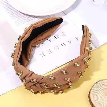 NVENF Rhinestone Knotted Headbands for Women, Crystal Beaded Jeweled Headbands, Top Knot Headband... | Amazon (US)