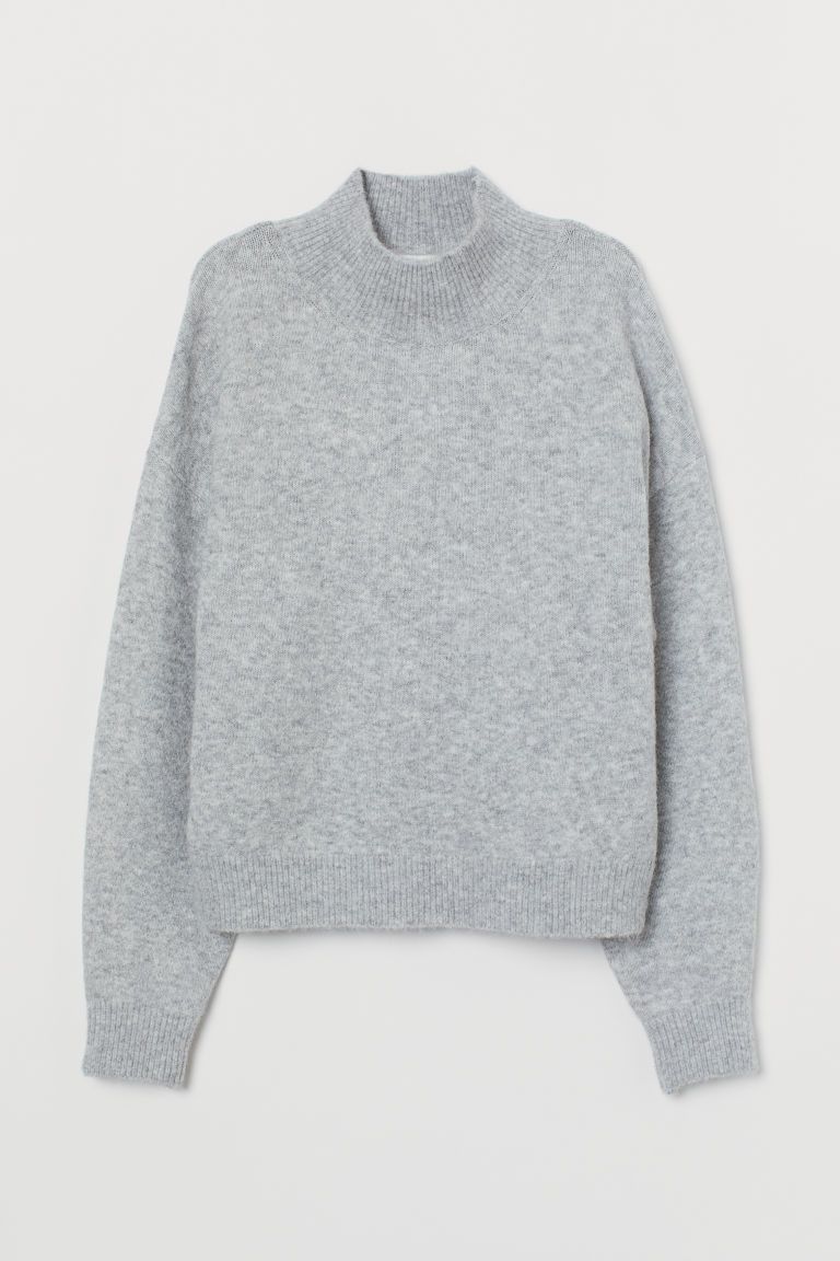 H & M - Knit Mock-turtleneck Sweater - Gray | H&M (US + CA)