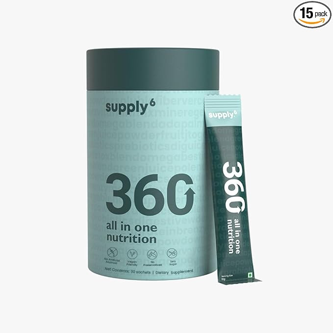 SUPPLY6 360 Greens Powder with 80+ Superfoods, Ayurvedic Herbs, Vitamins, Minerals, Probiotics & ... | Amazon (US)
