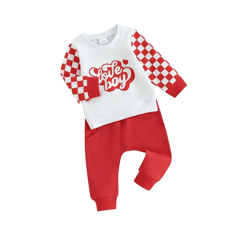 Valentine's Day Outfits for Toddlers: Letter Heart Print Sweatshirts and Pants - Walmart.com | Walmart (US)