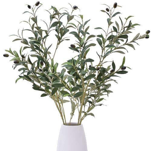 Heleze 39 Inch Artificial Olive Branch Greenery Stems Fake Plants with 222 Leaves for Vase Faux Olive Branches Home Decor Indoor 2PCS | Amazon (US)