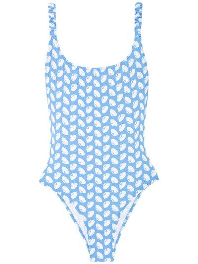 Fisch - Select printed one piece swimsuit - Light Blue/White | Luisaviaroma | Luisaviaroma