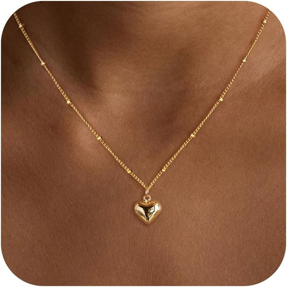 Cute Heart Necklace for Women, Small Cute Stuff for Teen 14K Gold Plated Heart Pendant Choker Nec... | Amazon (US)