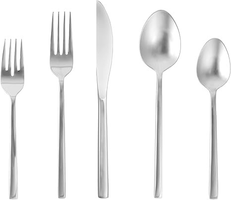 Fortessa Arezzo 18/10 Stainless Steel Flatware, 5 Piece Place Setting, Service for 1, Brushed Sta... | Amazon (US)
