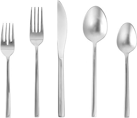 Fortessa Arezzo 18/10 Stainless Steel Flatware, 5 Piece Place Setting, Service for 1, Brushed Sta... | Amazon (US)