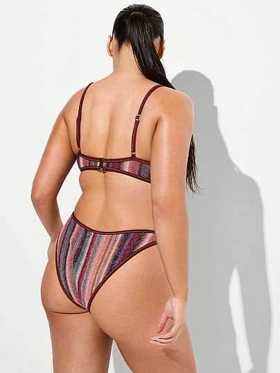 Swim Shimmer Stripe Knit Brazilian Bikini Bottom, Print, M - Women's Bottoms - Victoria's Secret | Victoria's Secret (US / CA )