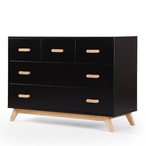 dadada Soho 5-Drawer Dresser - Black Dresser for Nursery and Kids Dresser - Bedroom Dresser, Modern Chest of Drawers with Deep Drawers - Soft Close Chest of Drawers (Black + Natural) | Amazon (US)