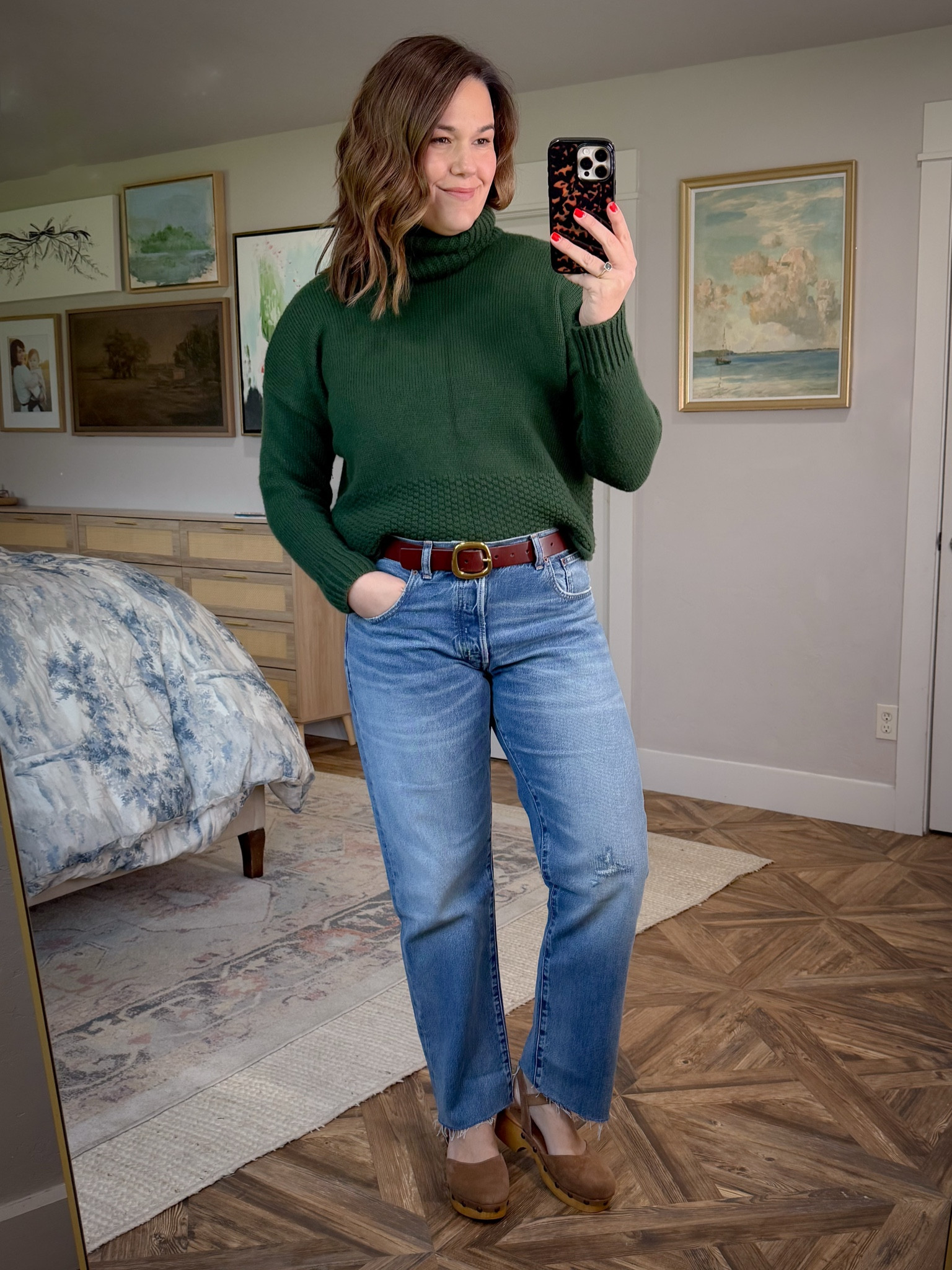 Dean easy straight jeans from Madewell. I’m wearing a size 30 here and they run a little bit big. 

#LTKMidsize #LTKStyleTip #LTKOver40