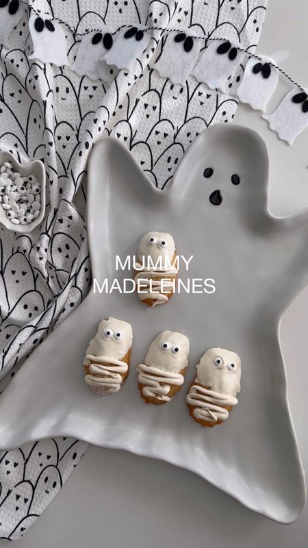 Easy Mummy Madeleine Cookies 

Simply dip the madeleine cookies in melted white chocolate & add candy eyes.  