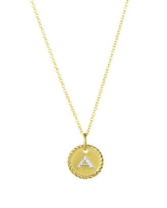 David Yurman Cable Collectibles Initial Pendant with Diamonds in Gold on Chain, 16-18" Back to Re... | Bloomingdale's (US)