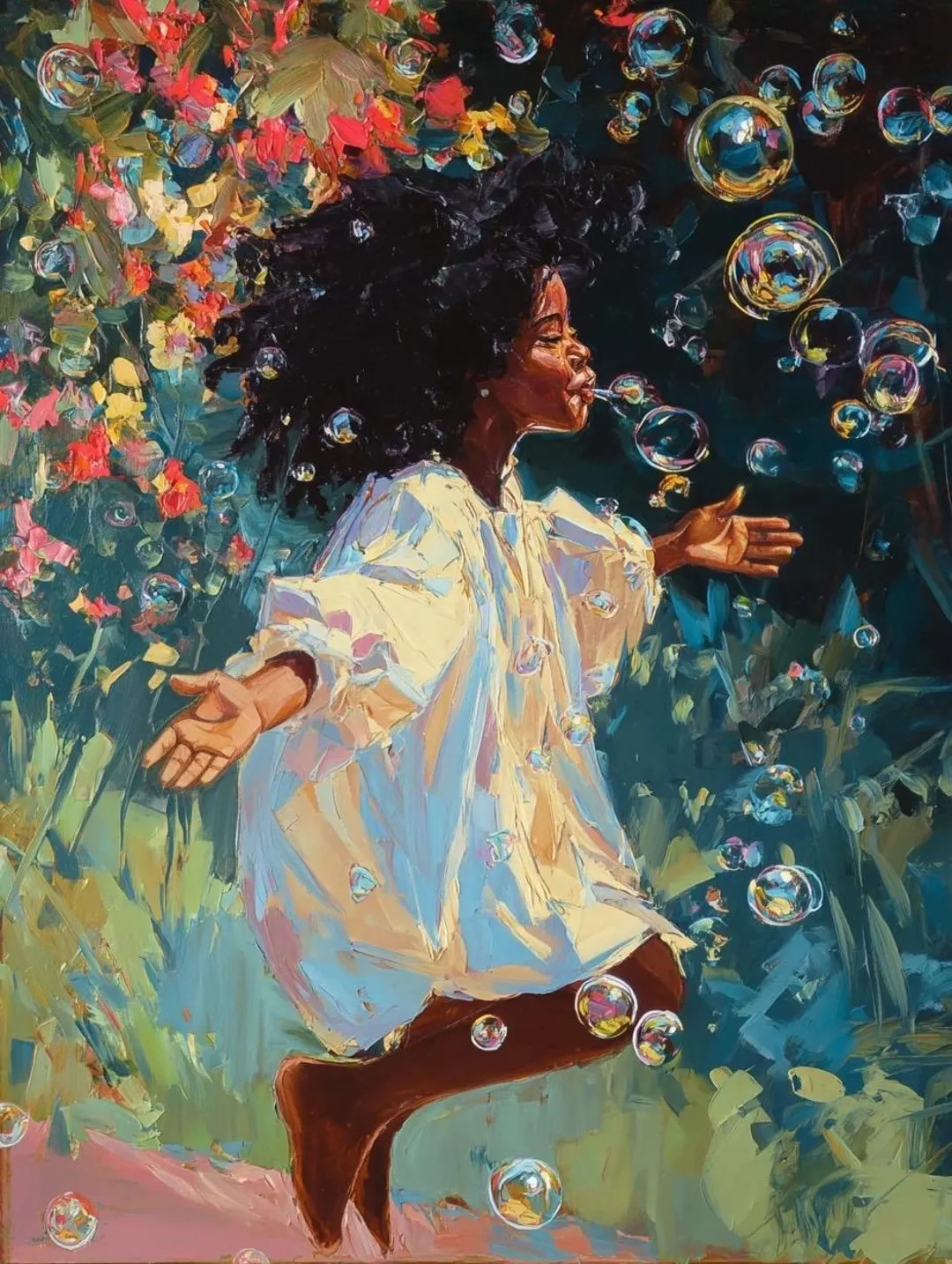BUBBLE JOY, Black Girl Art, Elegant Art, Magical Art, African American Art, Beautiful Bubbles, Bl... | Etsy (US)