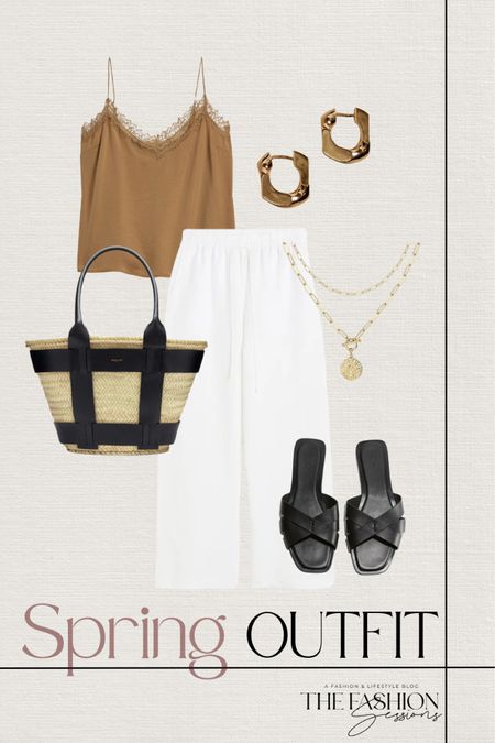 Spring Outfit | Trousers | Neutral Spring Outfit Ideas | Women's Outfit | Fashion Over 40 | Forties I Sandals | Gold | Amazon Fashion | Blouse | Workwear | Accessories | The Fashion Sessions | Tracy

#LTKstyletip #LTKfindsunder50 #LTKworkwear