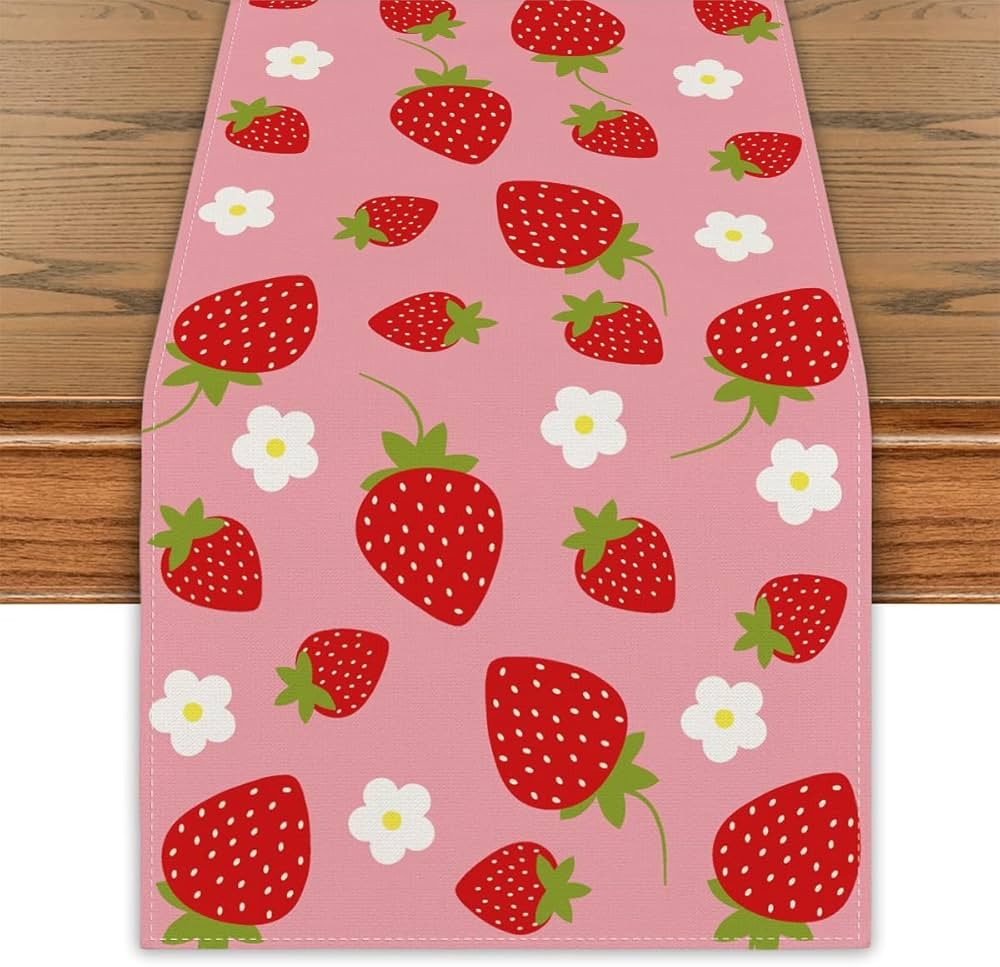 Summer Decorations Strawberry Table Runner Strawberry Shortcake Party Decorations Strawberry Deco... | Amazon (US)