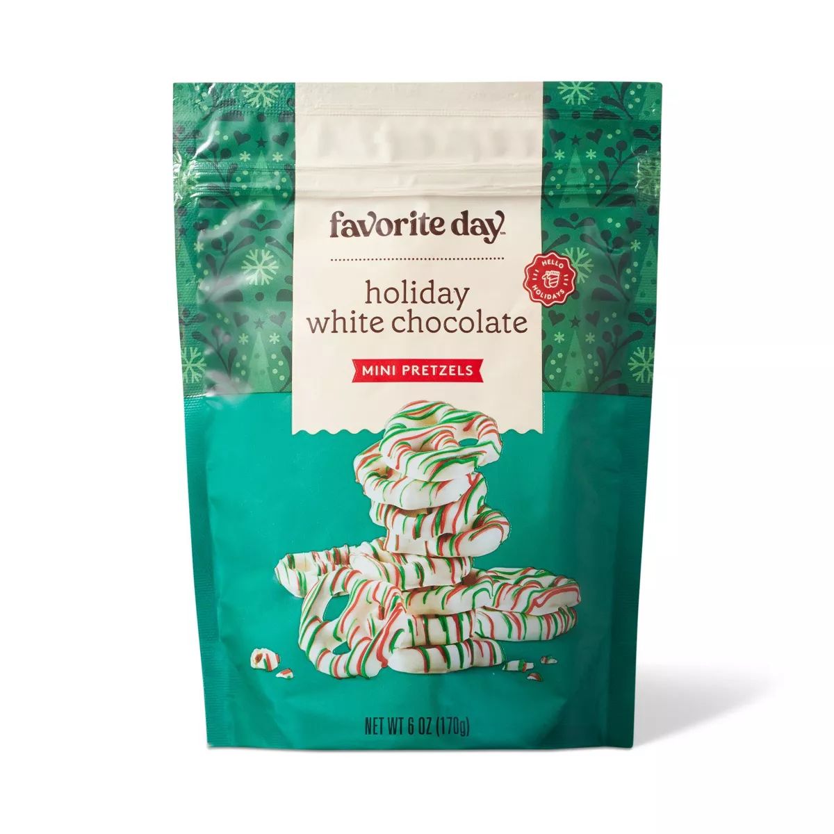 Holiday White Chocolate Mini Pretzel Twists with Red and Green Drizzle - 6oz - Favorite Day™ | Target