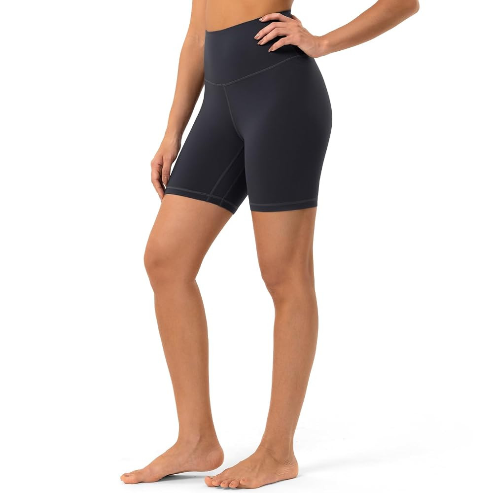 YUNOGA Women Biker Shorts 6" Inseam - High Waisted Tummy Control Workout Athletic Exercise Spande... | Amazon (US)