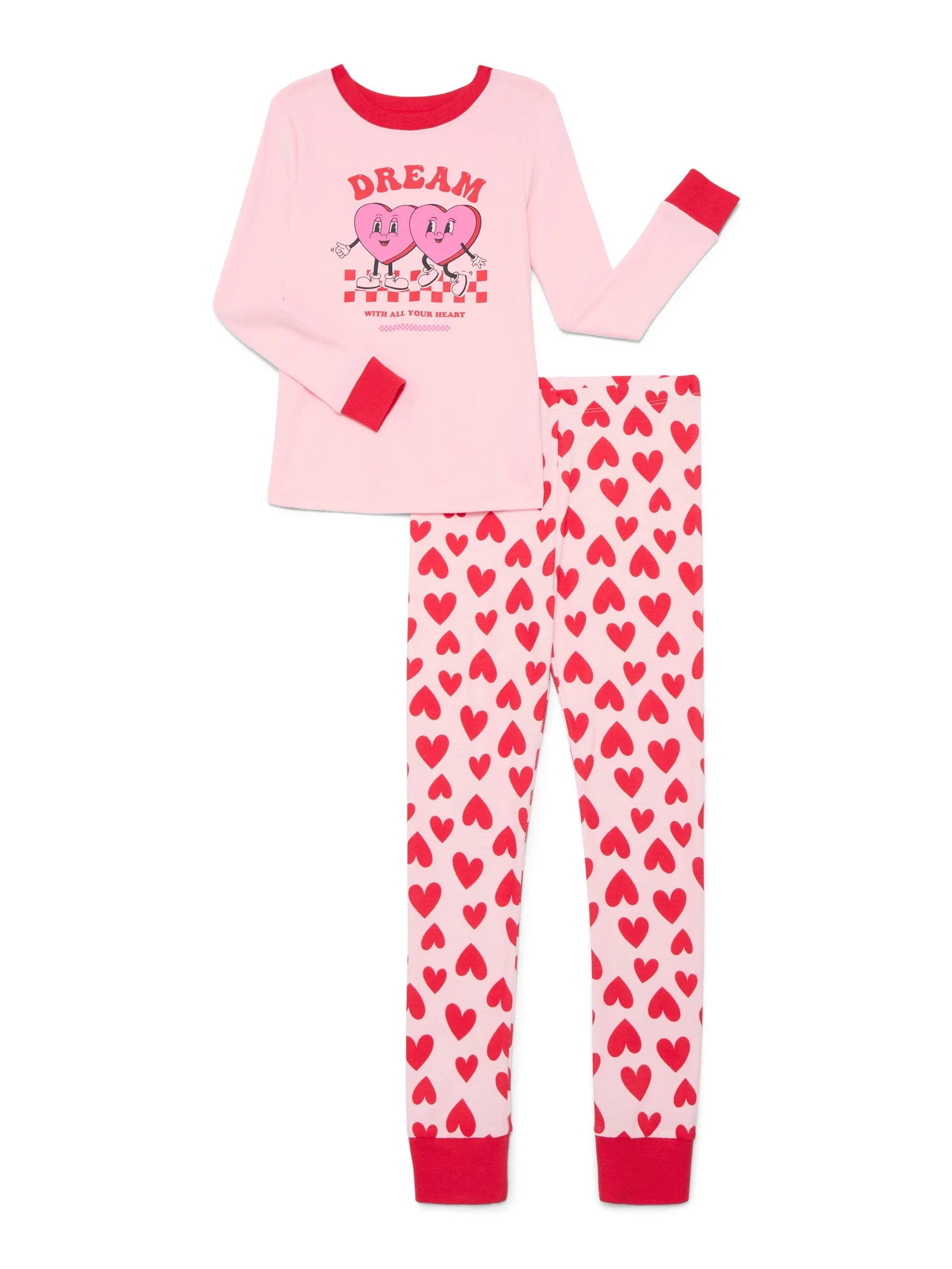 Girls Cotton Snug-Fit Top and Pants Pajama Set from Way to Celebrate, 2-Piece, Sizes 4-10 | Walmart (US)